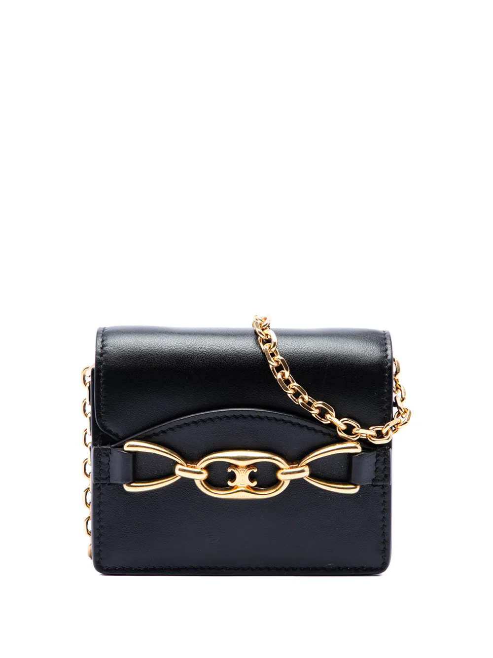 Celine Pre-Owned 2020 Mini Smooth Calfskin Triomphe Maillon Wallet on Chain crossbody bag - Nero