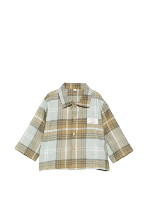 TEDDY & MINOU check-pattern logo-patch shirt