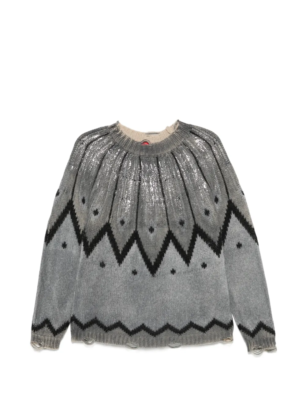 VIRGINIA BIZZI intarsia-knit crew-neck sweater