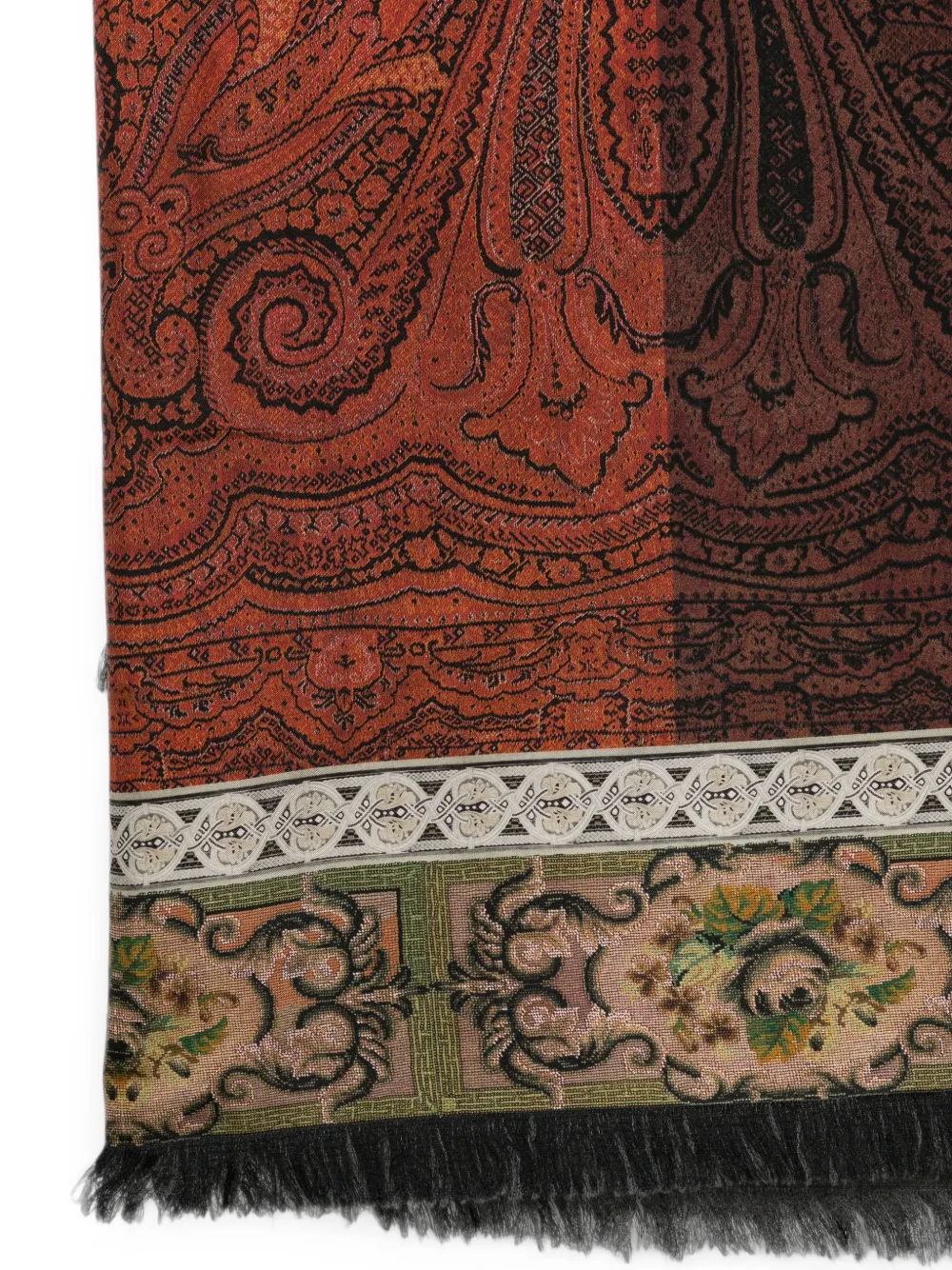 Pierre-Louis Mascia Sjaal met paisley-print en franje Bruin
