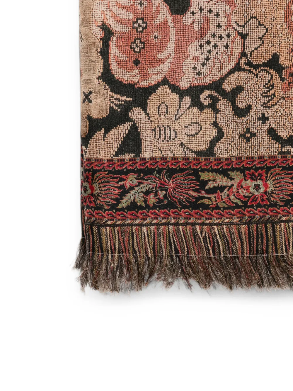 Pierre-Louis Mascia Jacquard-geweven sjaal met franje Zwart