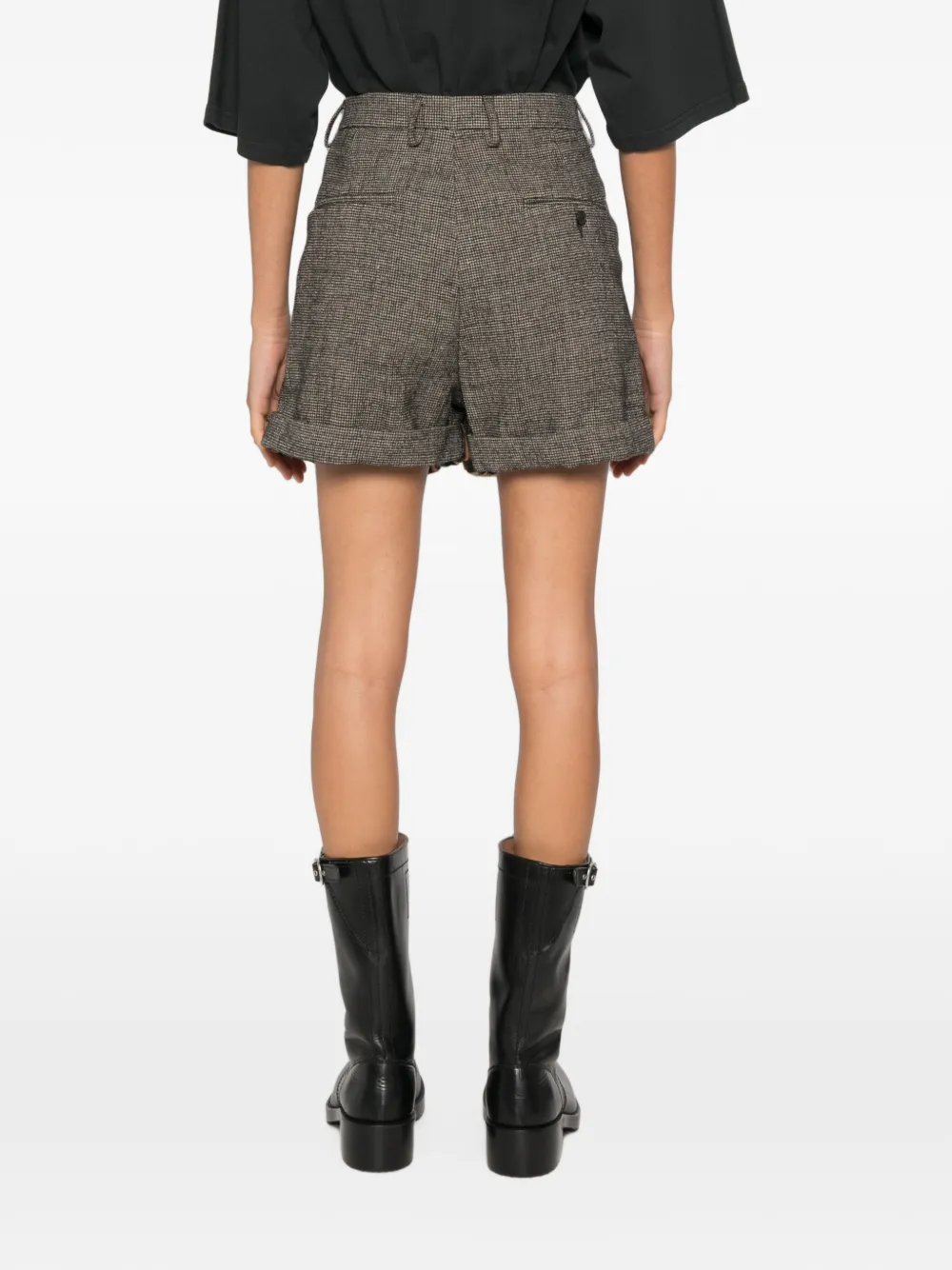 R13 Shorts met luipaardprint en pied-de-poule print Bruin