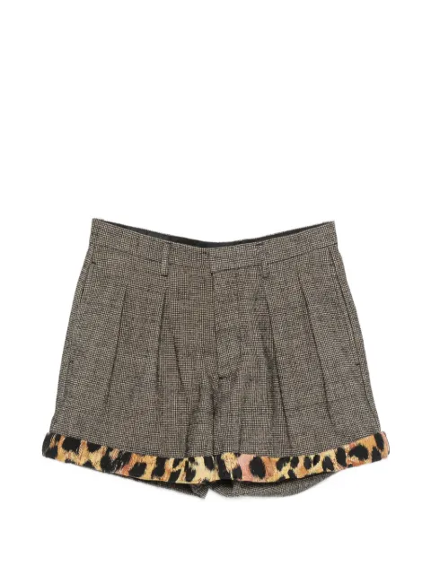 R13 houndstooth leopard-print shorts