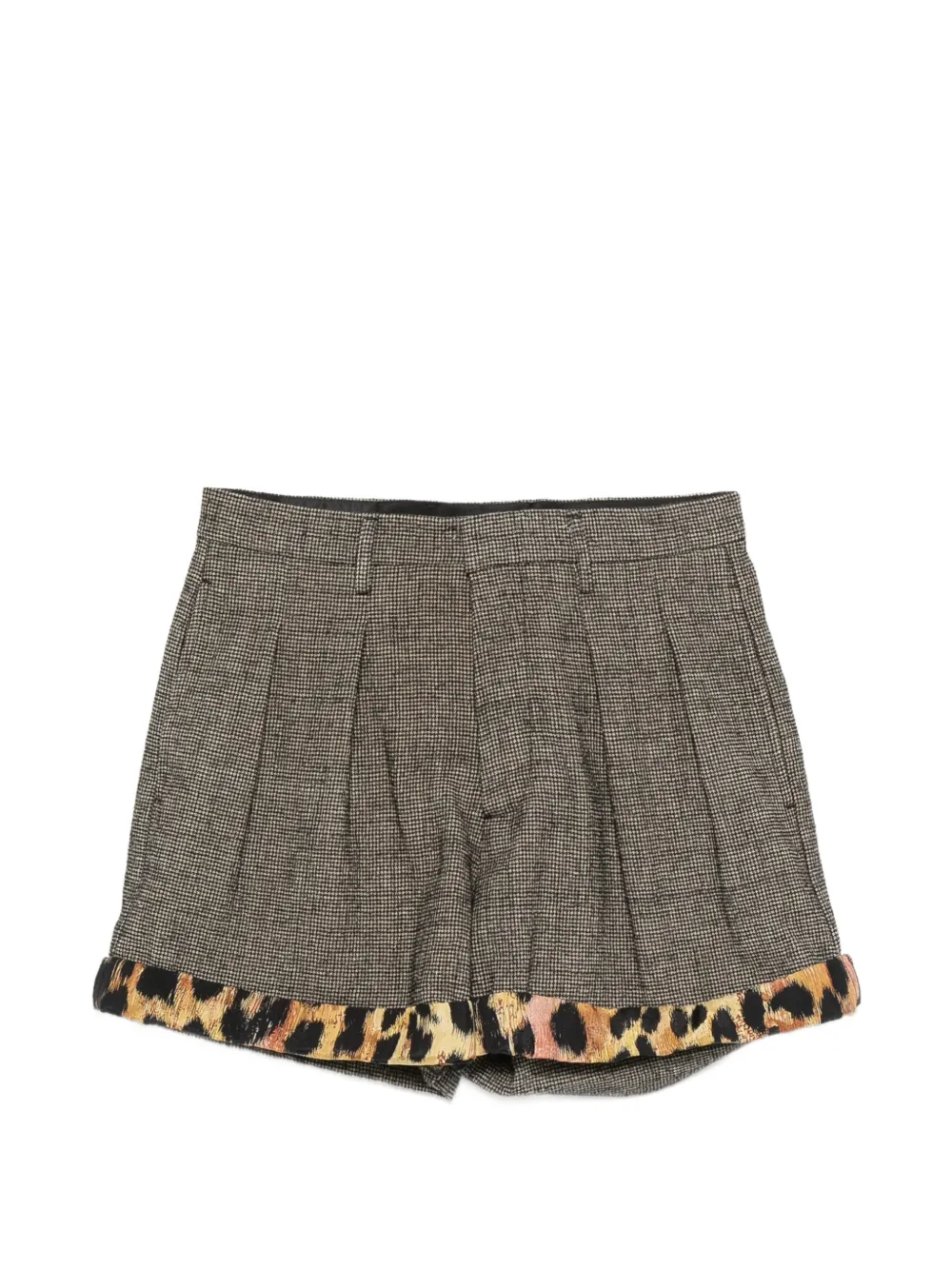 R13 houndstooth leopard-print shorts - Braun