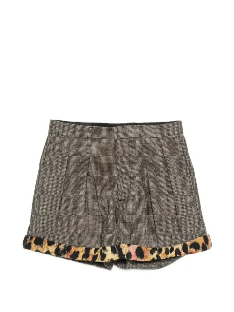 R13 houndstooth leopard-print shorts