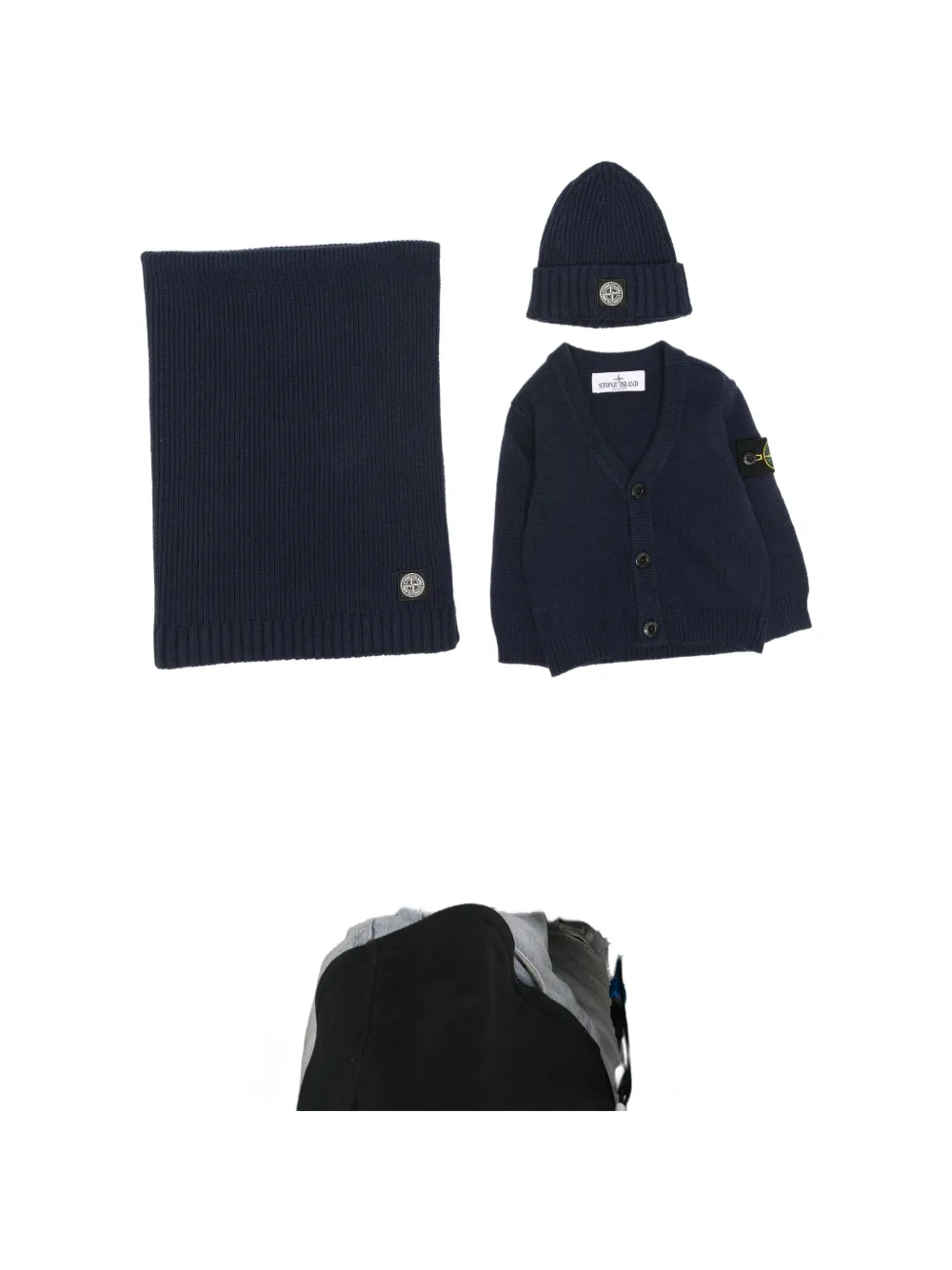 Stone Island Junior logo-patch ribbed-knit cardigan set - Blu
