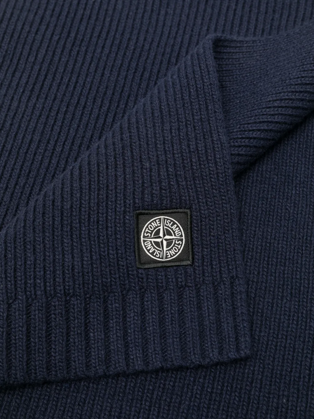 Stone Island Junior Ribgebreid vest met logopatch Blauw