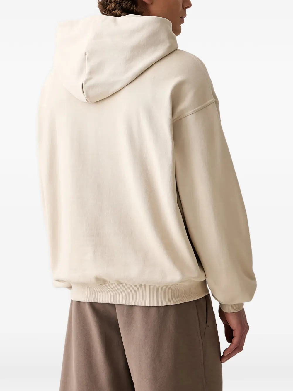 adidas logo-embroidered hoodie Beige