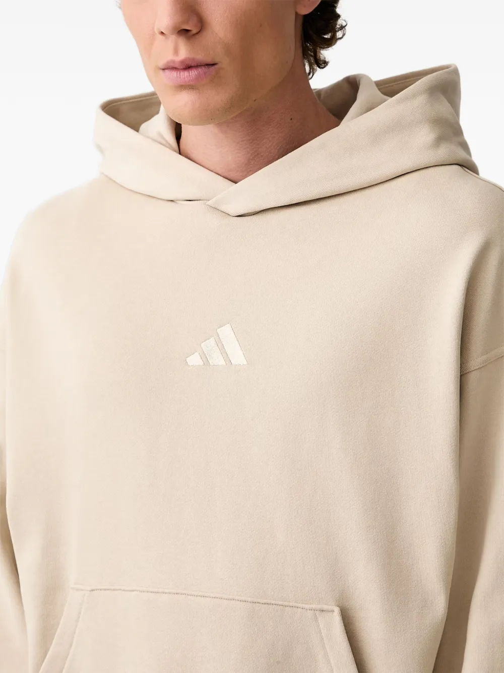 adidas logo-embroidered hoodie Beige