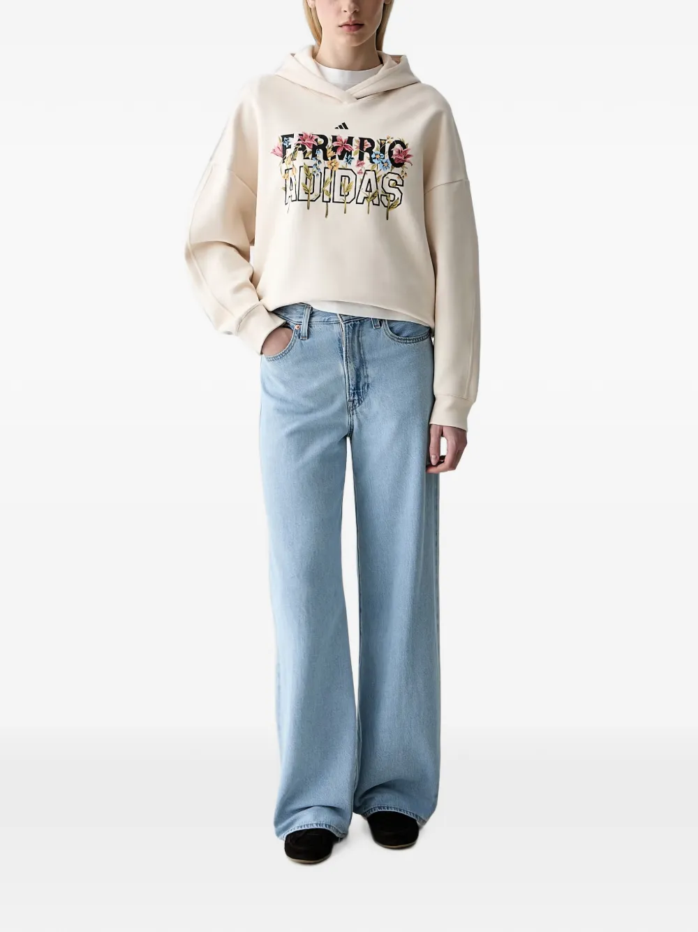 adidas x Farm Rio floral-print logo-print hoodie Beige