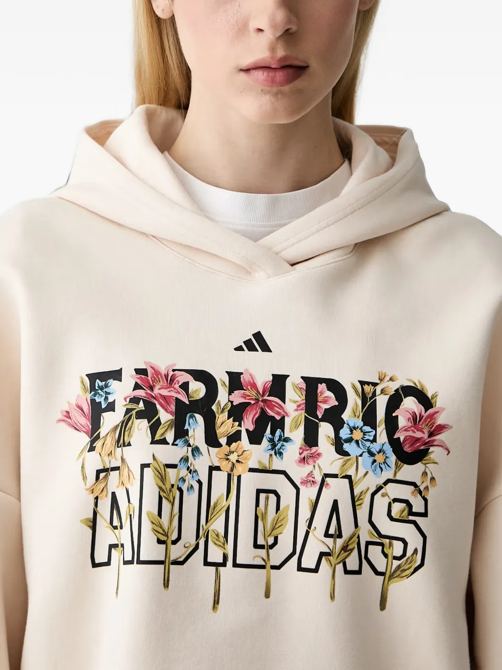 adidas x Farm Rio floral-print logo-print hoodie Beige