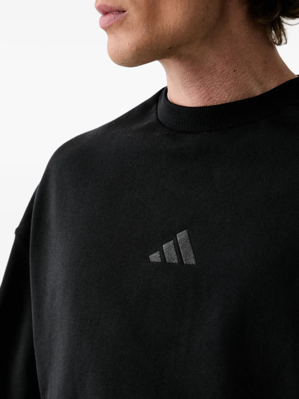 adidas logo-embroidered sweatshirt Zwart
