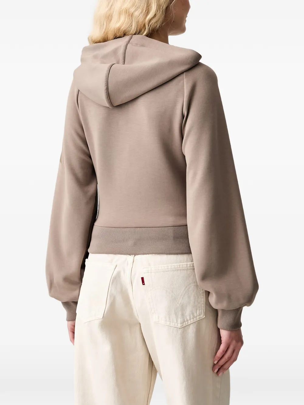 adidas Soft Lux logo-patch long-sleeve hoodie Bruin