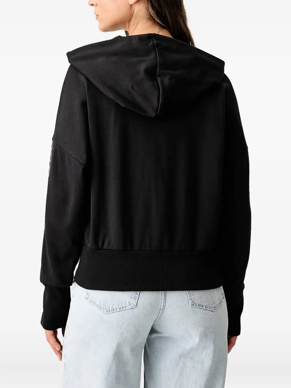 adidas leopard-print-stripe hoodie Zwart