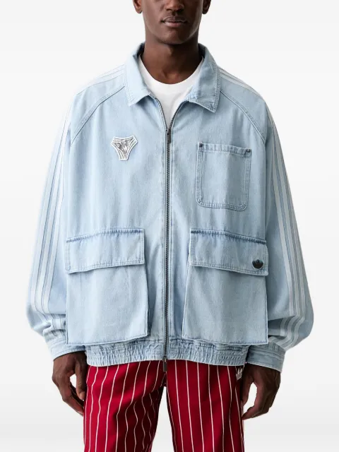 adidas logo-print panelled denim jacket