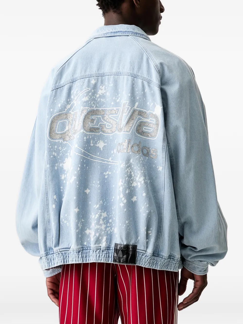 adidas logo-print panelled denim jacket Blauw