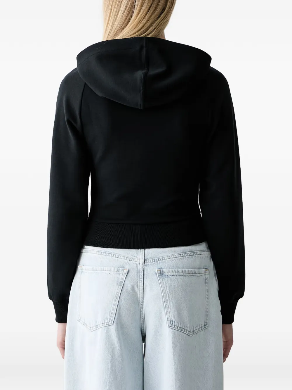 adidas logo-patch raglan-sleeve hoodie Zwart