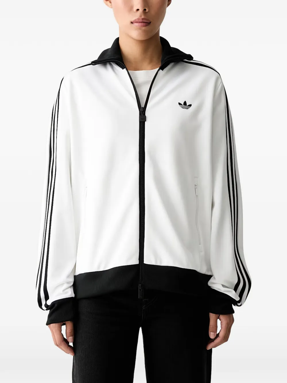adidas logo-embroidered striped-sleeve track jacket Wit