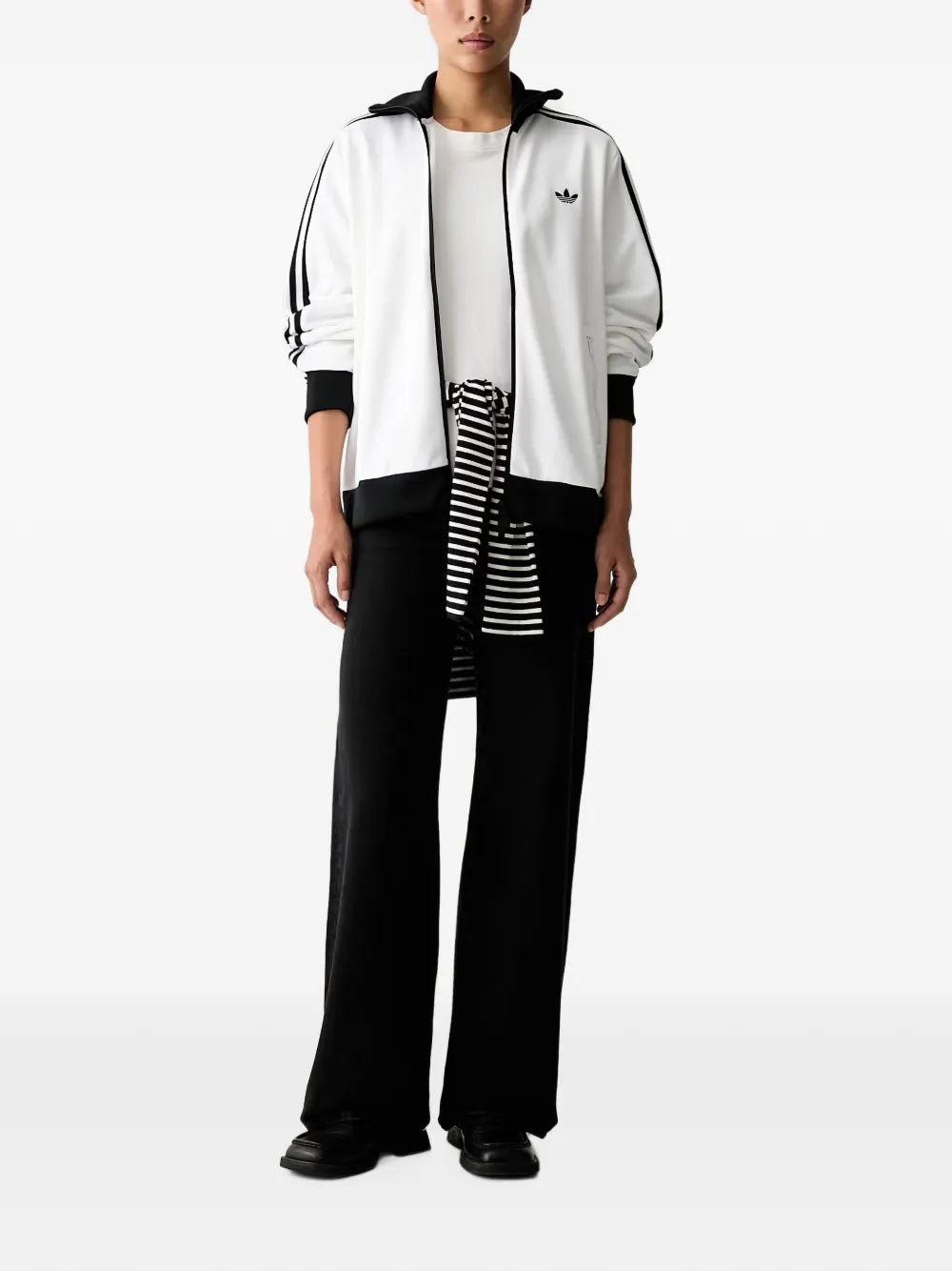 adidas logo-embroidered striped-sleeve track jacket Wit