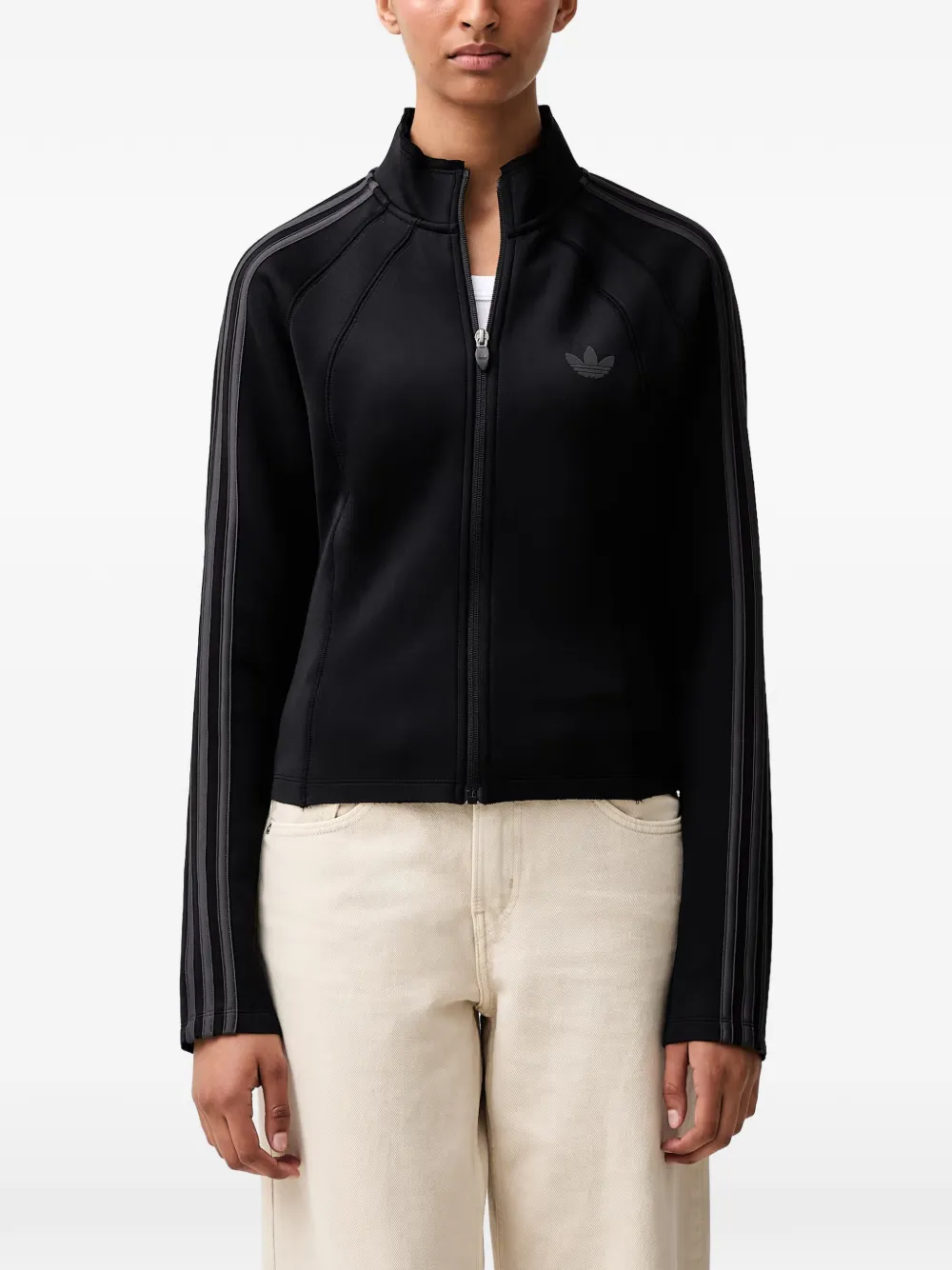 adidas logo-print track jacket Zwart