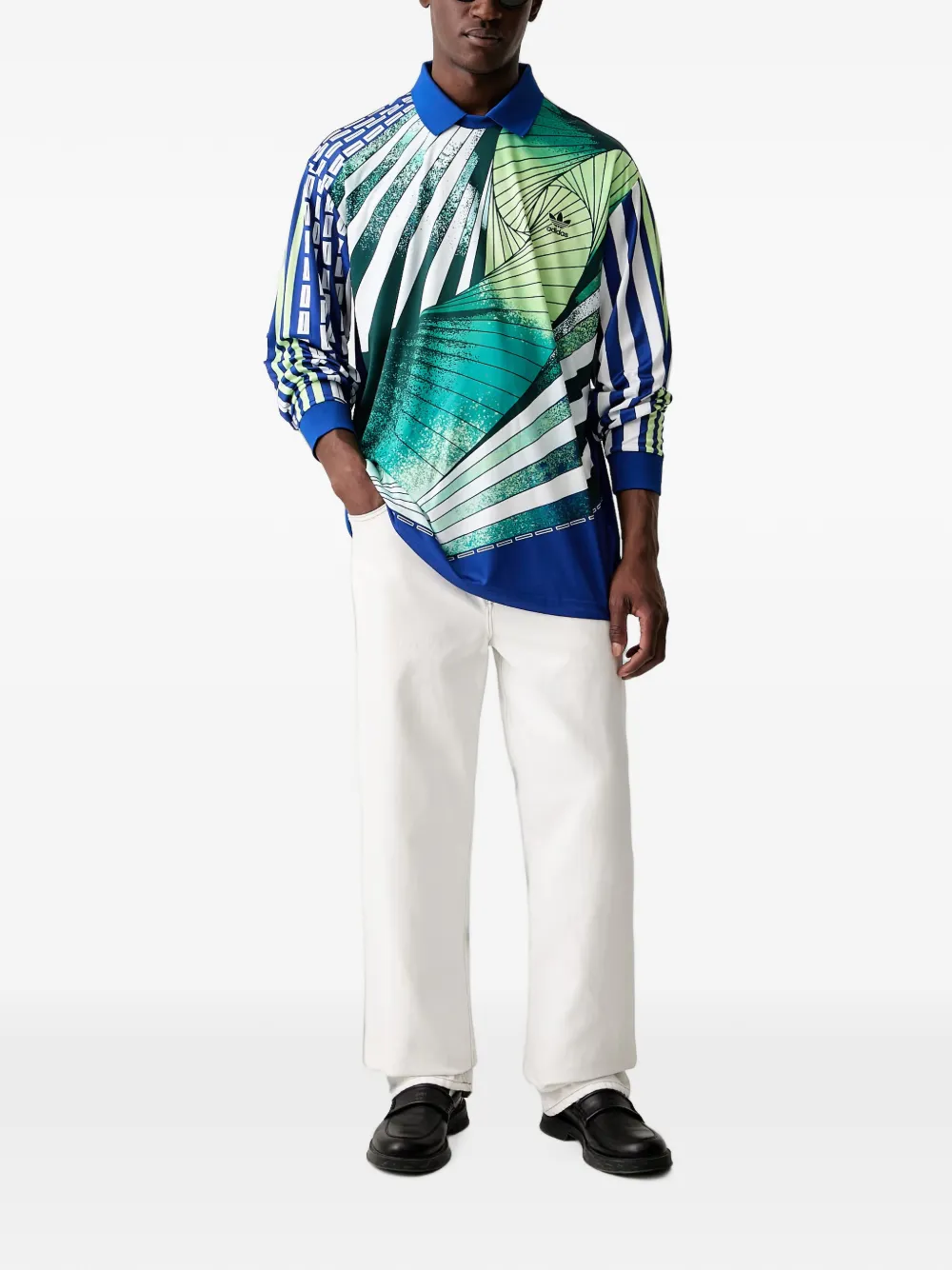 adidas graphic-print long-sleeve T-shirt Blauw