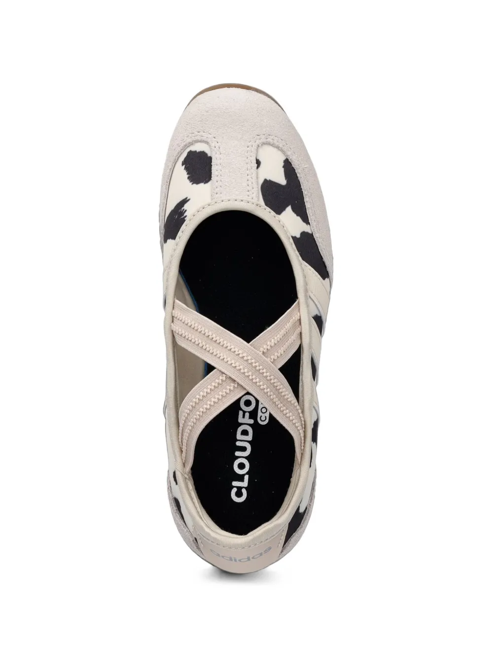 adidas Barreda Mary-Jane cow-print elasticated ballet flats Beige