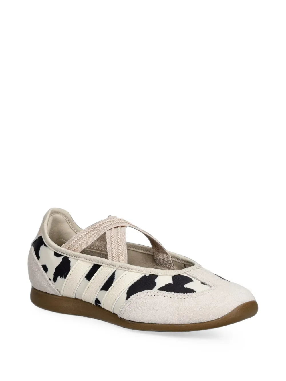 adidas Barreda Mary-Jane cow-print elasticated ballet flats Beige