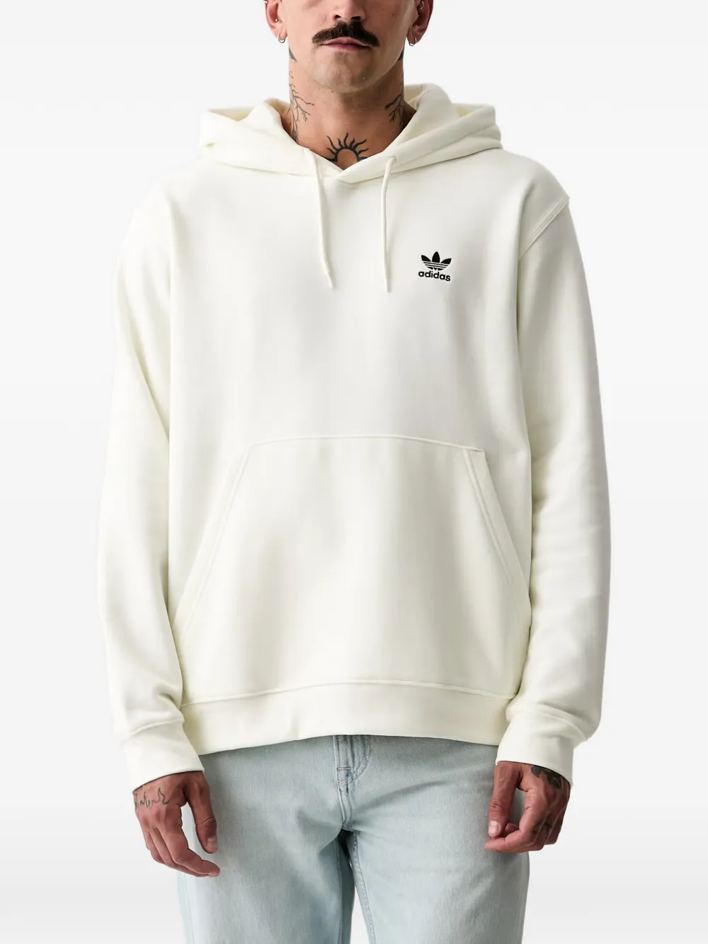 adidas logo-embroidered drawstring hoodie - Toni neutri