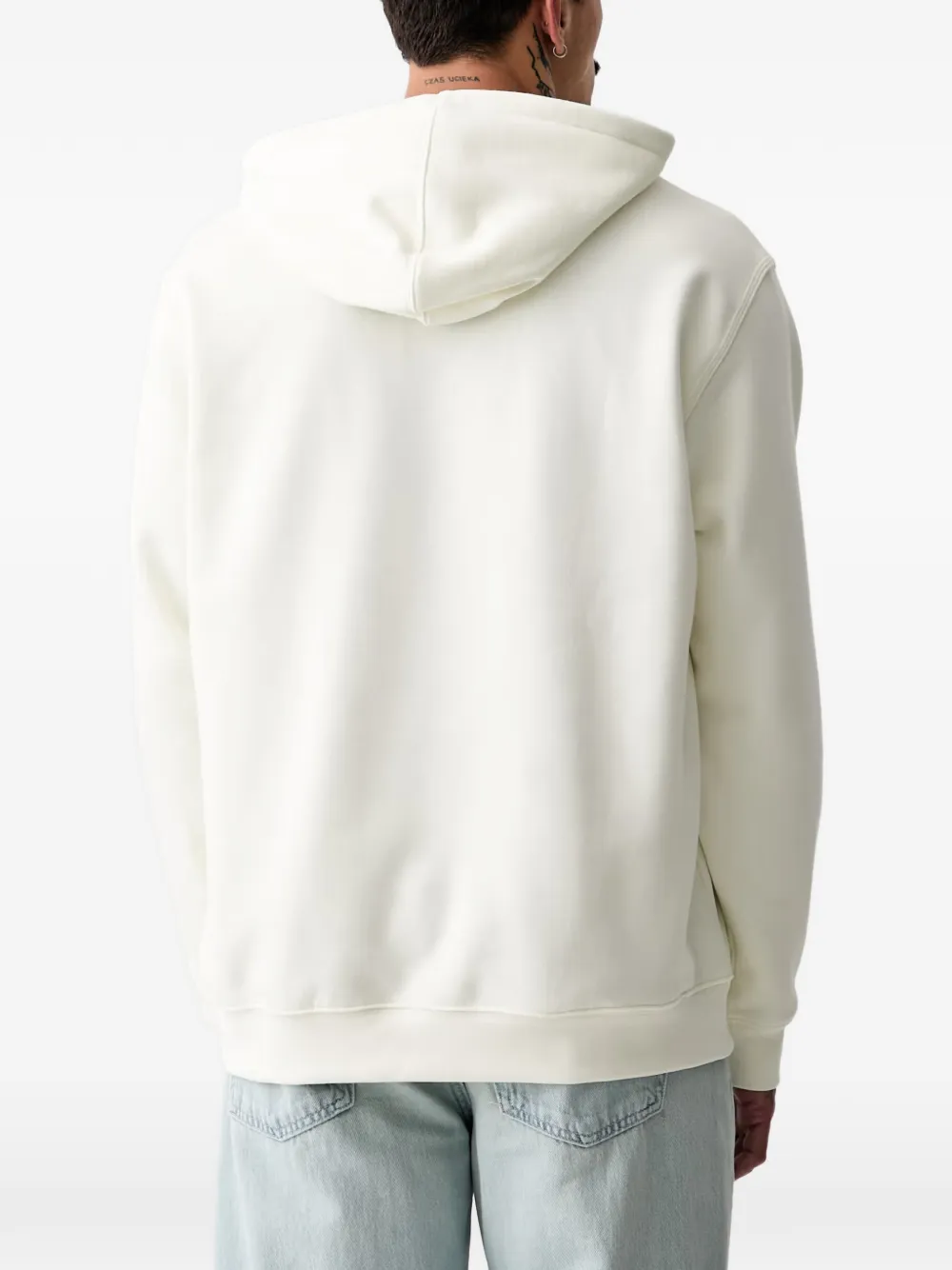 adidas logo-embroidered drawstring hoodie Beige