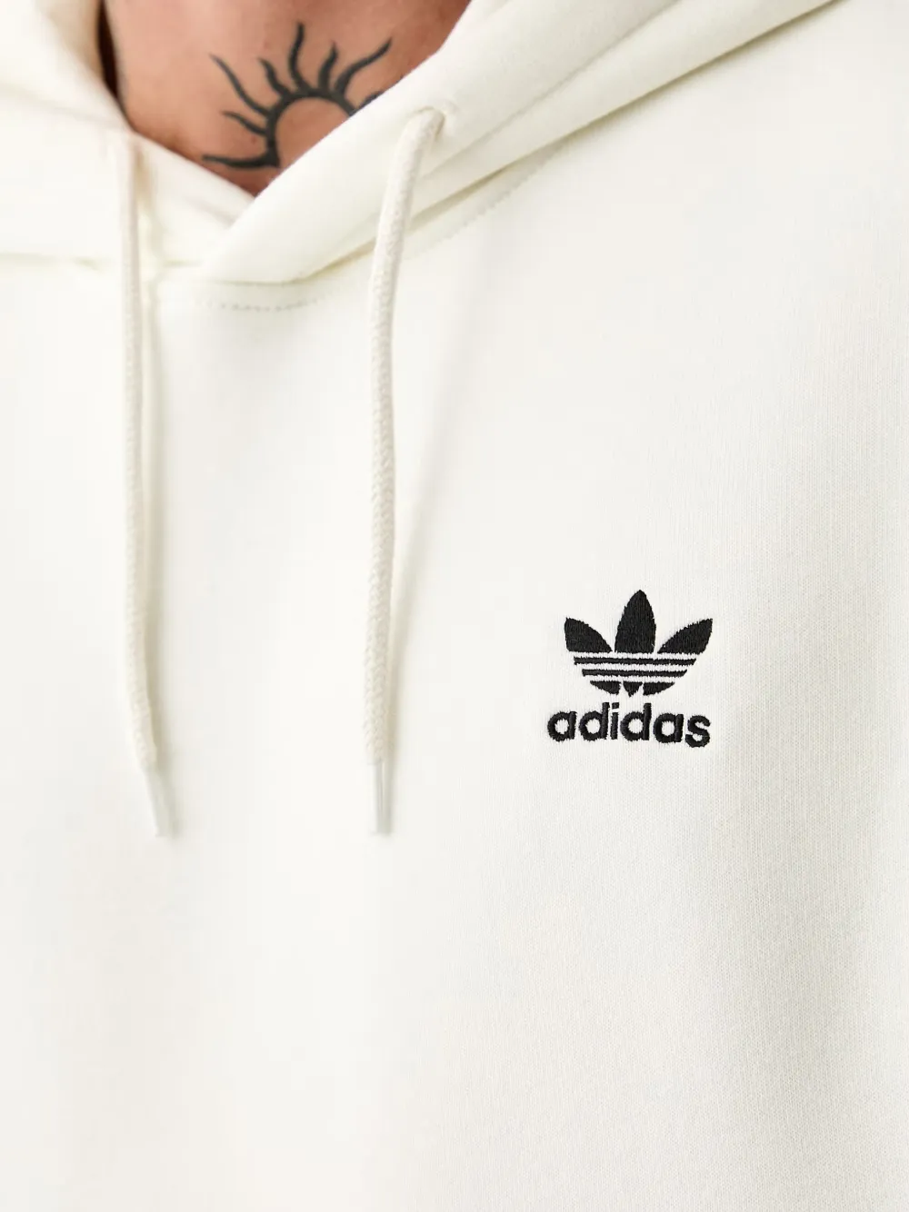 adidas logo-embroidered drawstring hoodie Beige