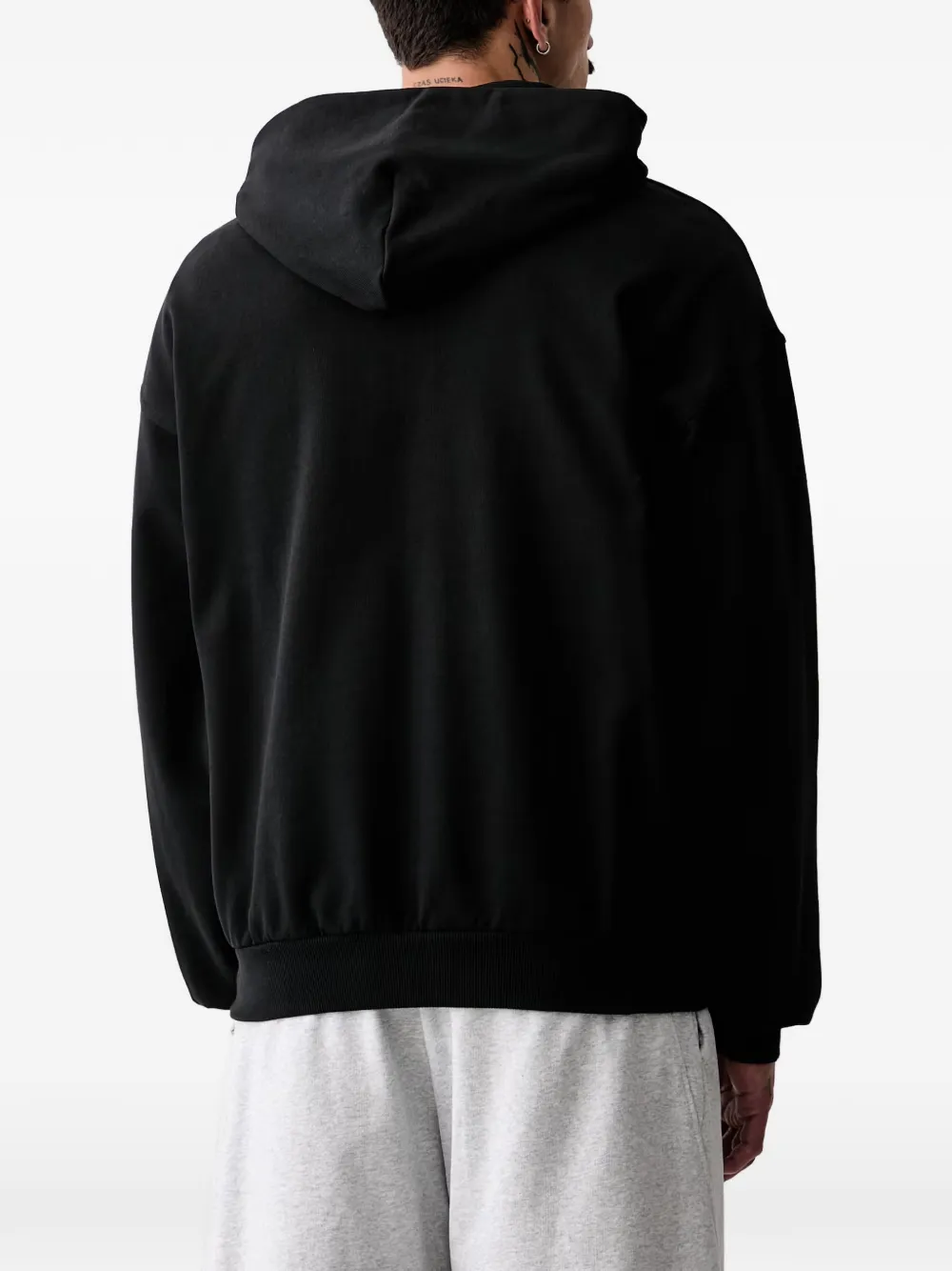 adidas logo-embroidered zip-up hoodie Zwart