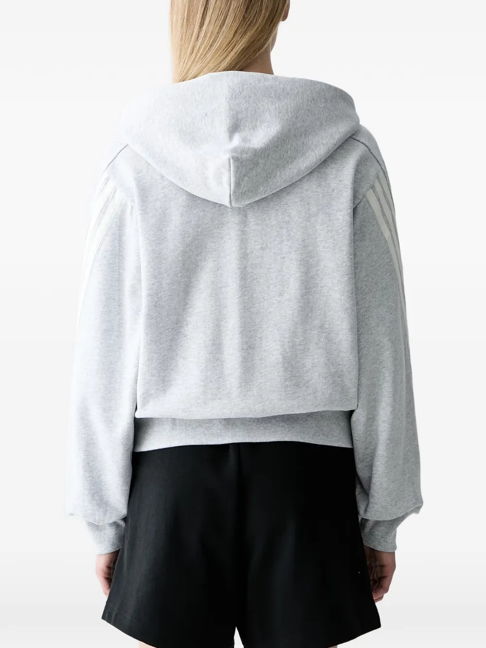 adidas logo-embroidered zip-up hoodie Grijs