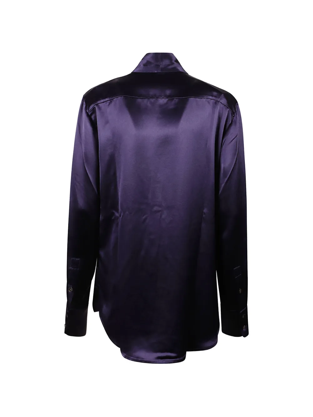 7 For All Mankind bow-collar satin-finish blouse Paars