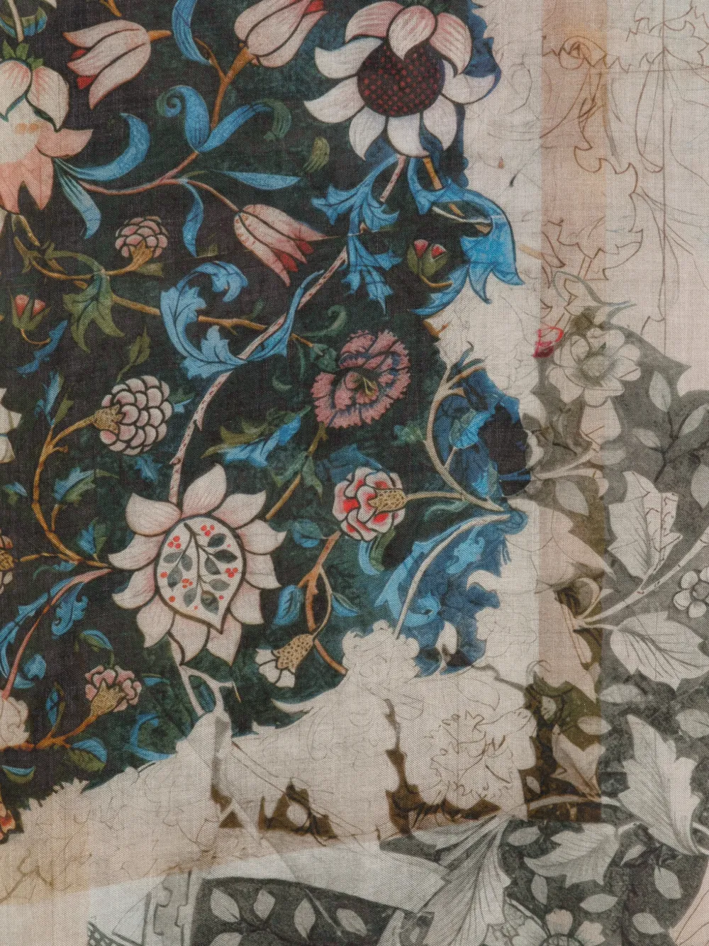Faliero Sarti Sjaal met bloemenprint Bruin