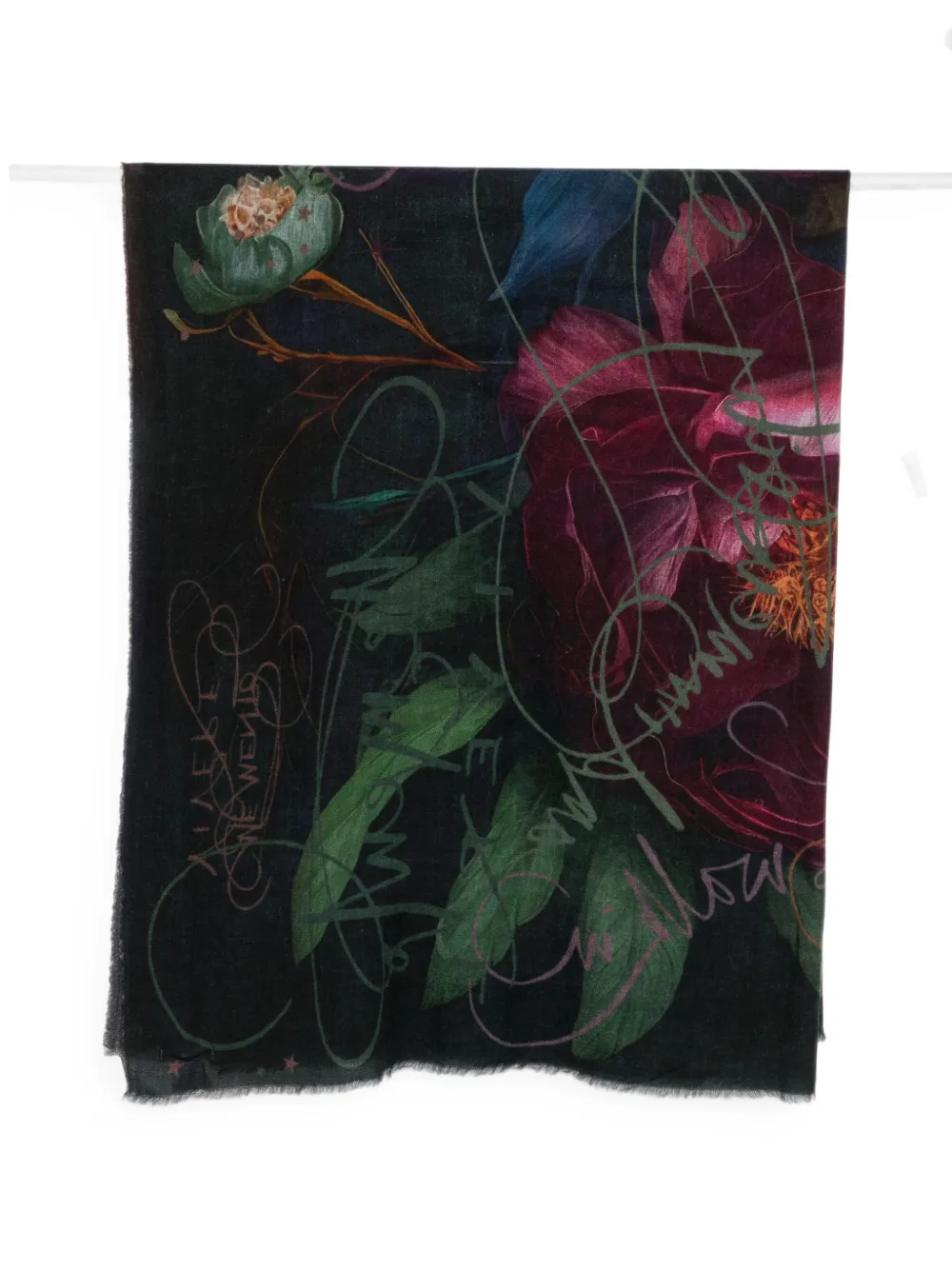 Faliero Sarti floral-print frayed-edge scarf - Braun