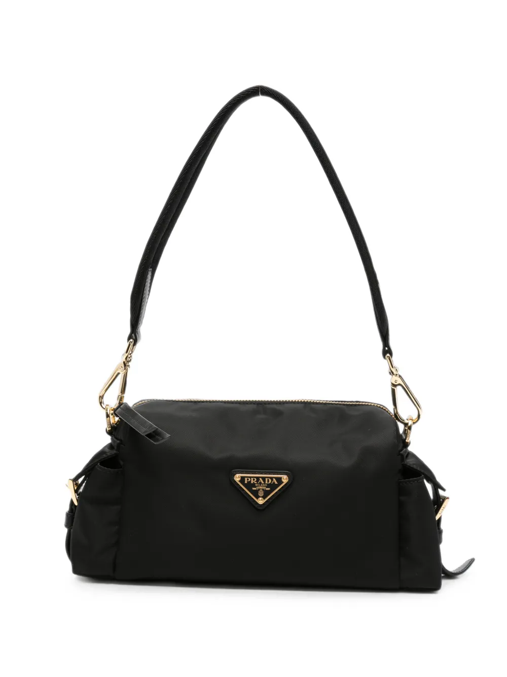 Prada logo-plaque shoulder bag - Schwarz
