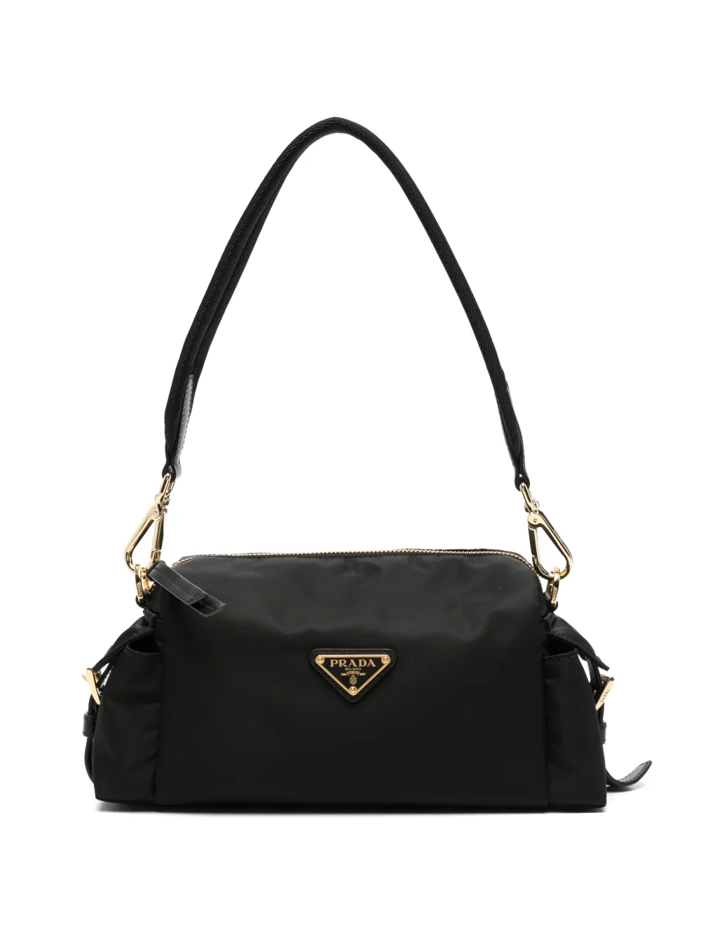 Prada logo-plaque shoulder bag - Nero