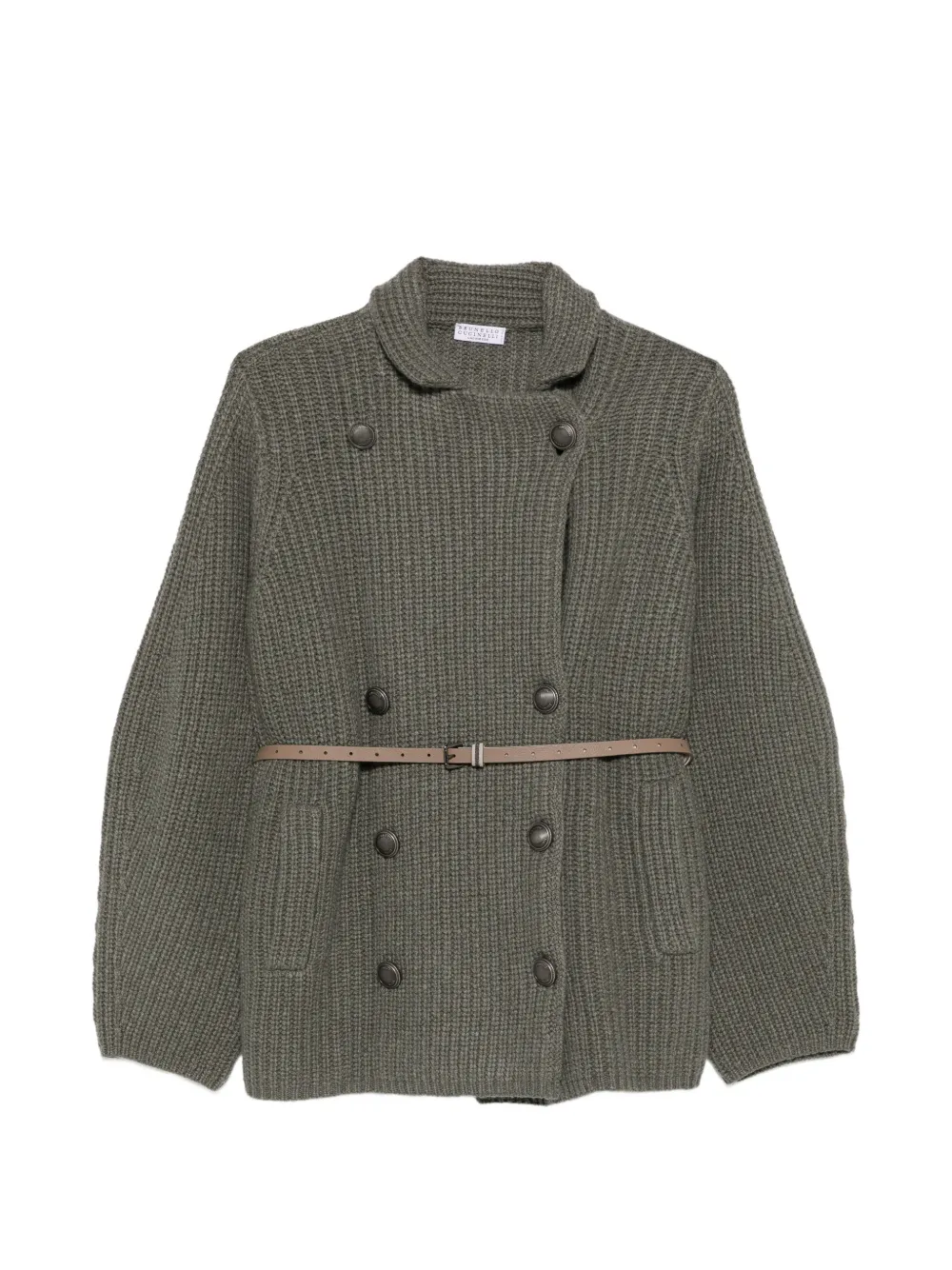 Brunello Cucinelli double-breasted ribbed-knit cardigan - Green