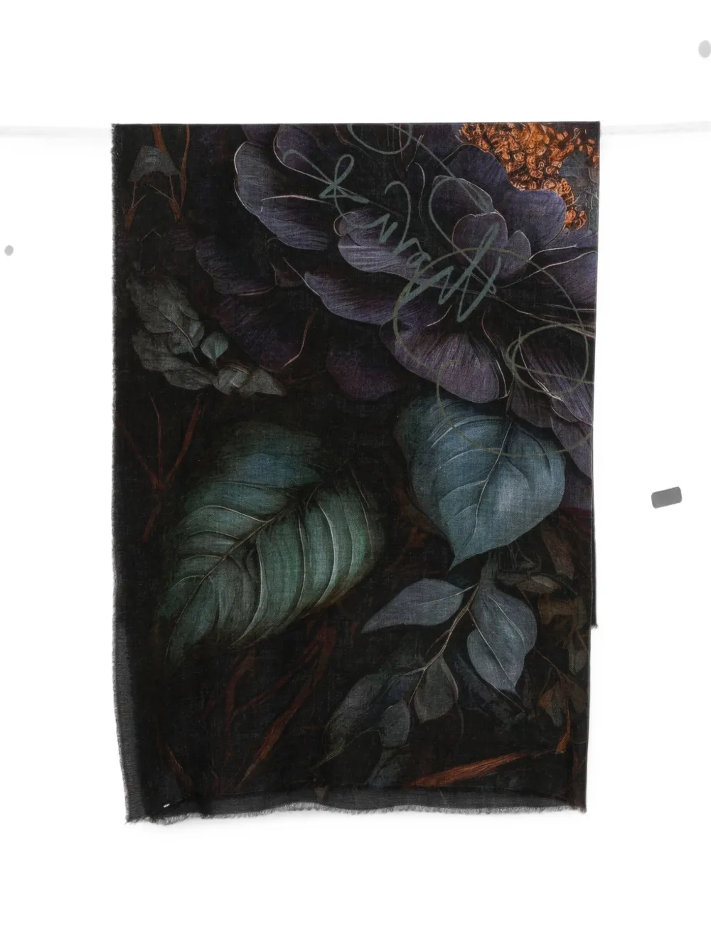 Faliero Sarti floral-print frayed scarf - Schwarz