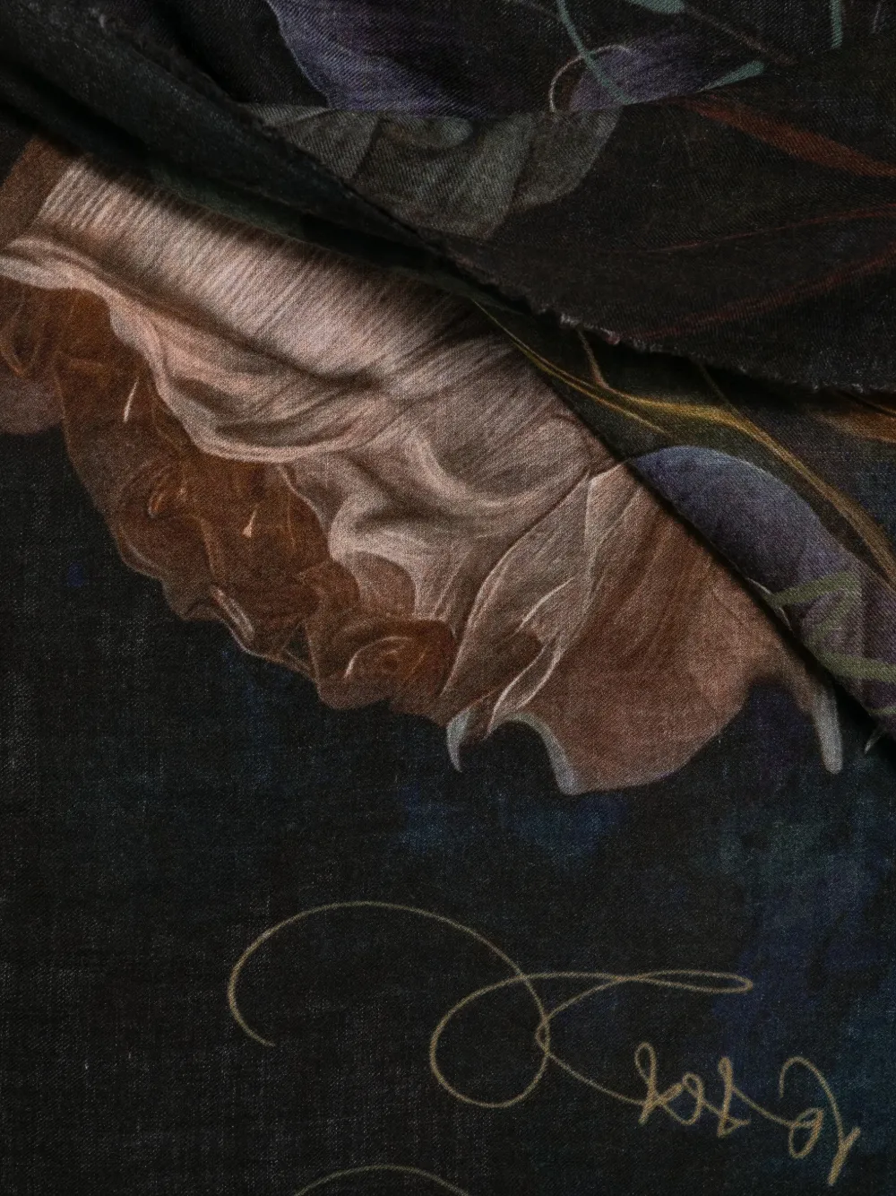 Faliero Sarti Sjaal met bloemenprint Zwart