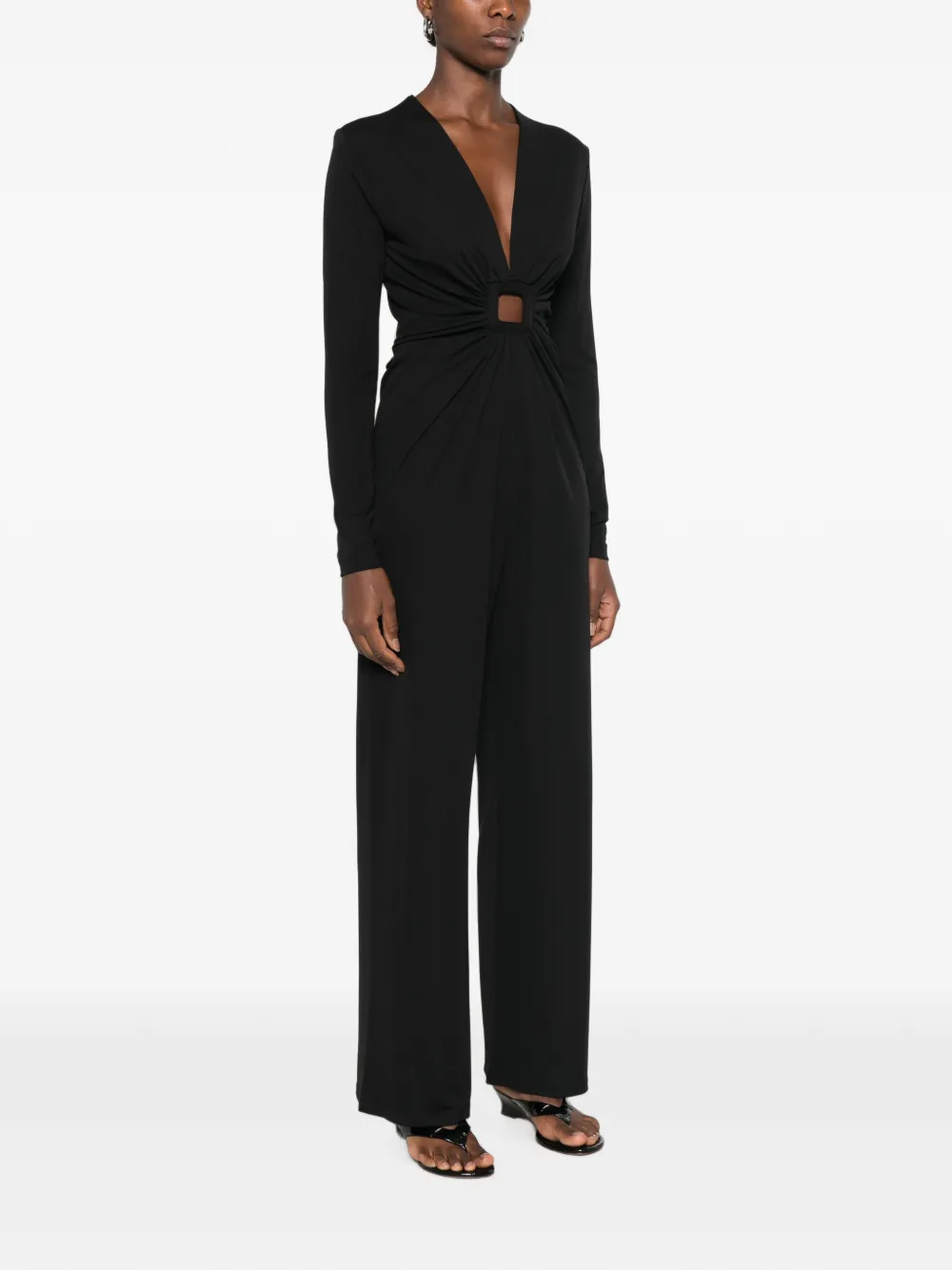 IMPERIAL Gesmockte jumpsuit met uitgesneden details Zwart