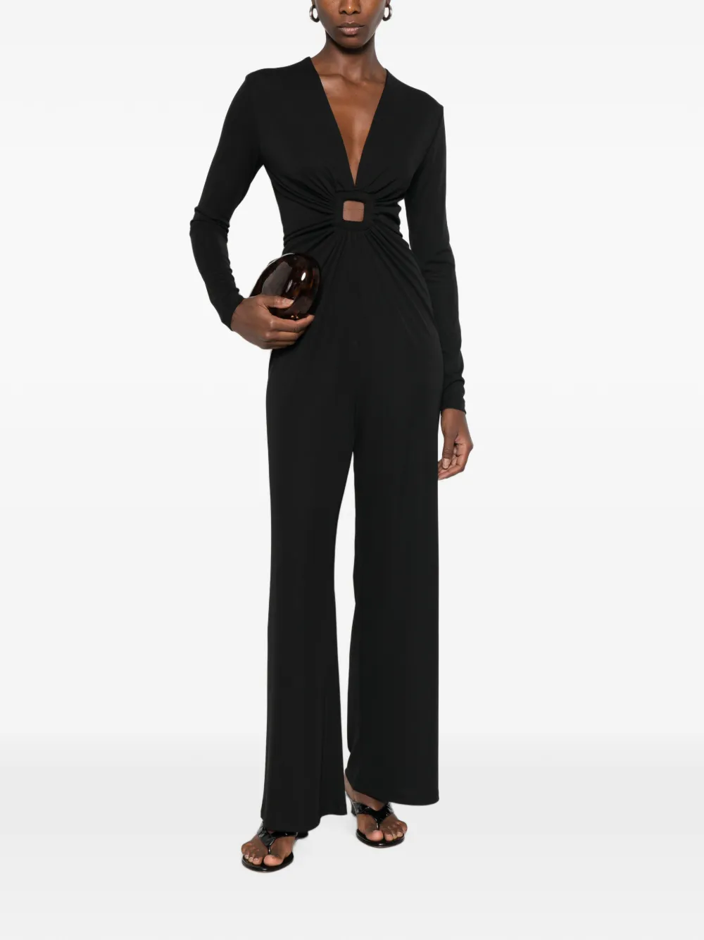 IMPERIAL Gesmockte jumpsuit met uitgesneden details Zwart