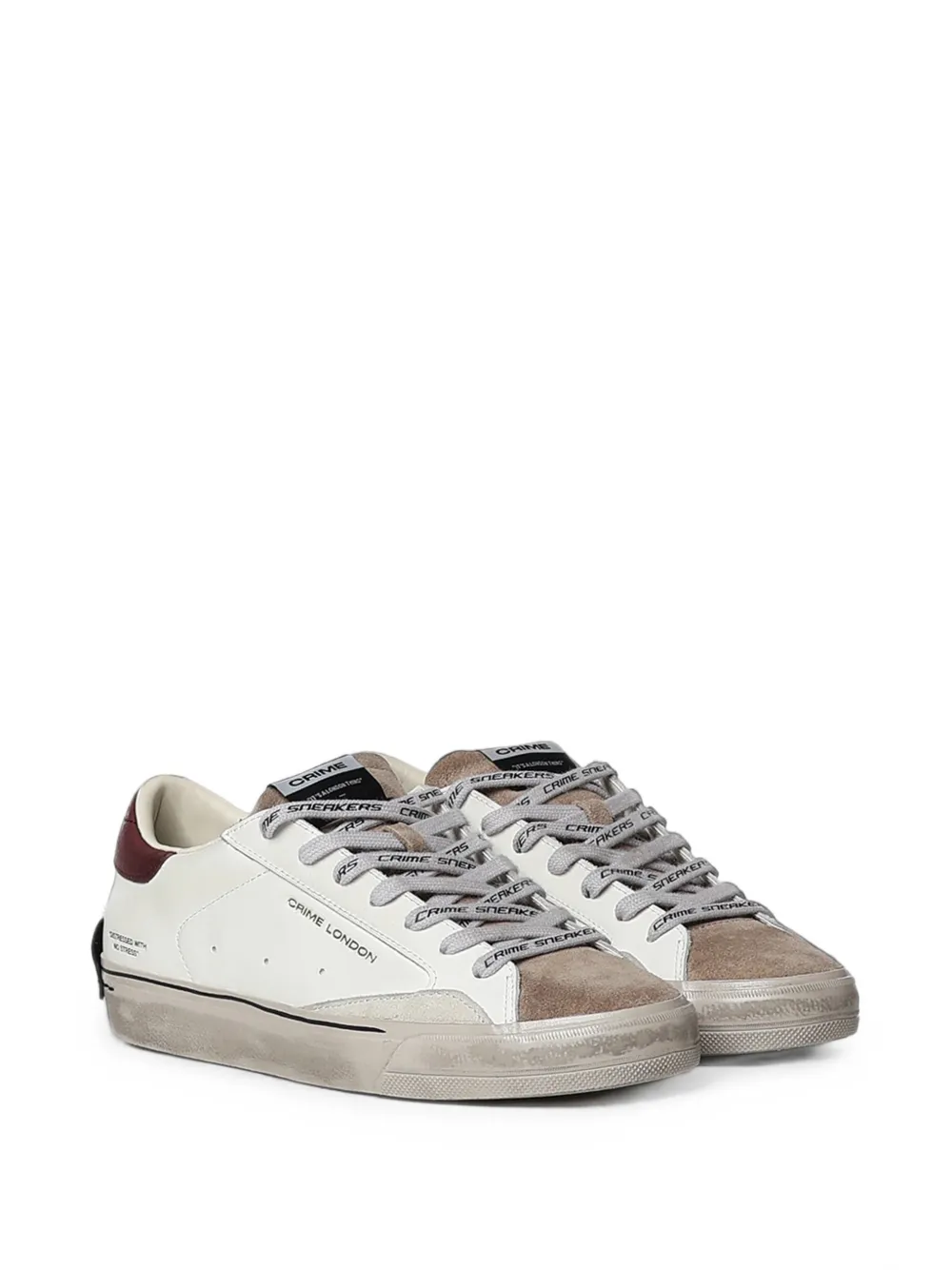 Crime London distressed-effect leather sneakers Wit