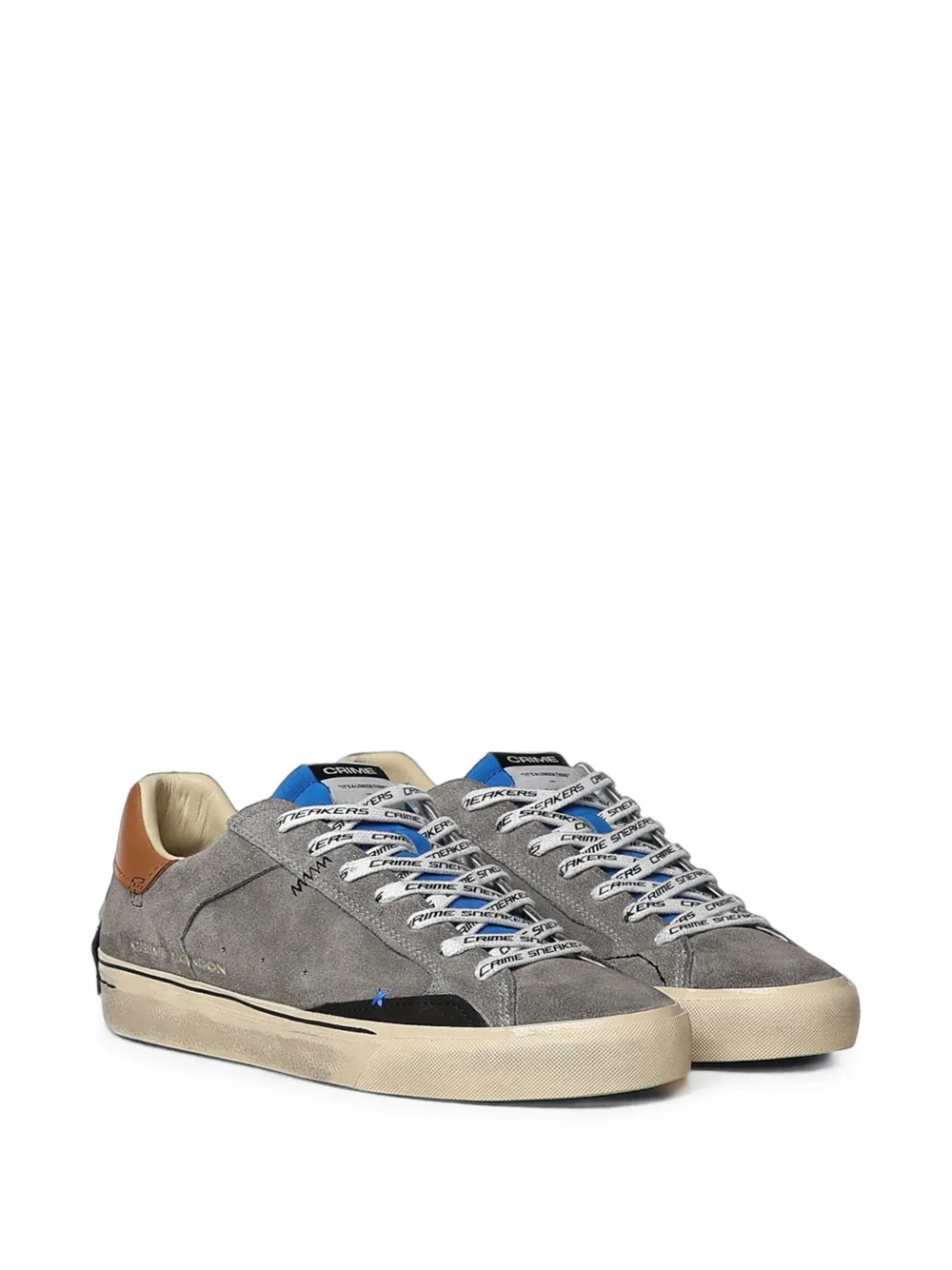 Crime London Deconstructed logo-print distressed-finish sneakers Grijs