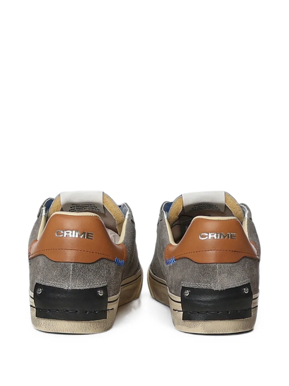 Crime London Deconstructed logo-print distressed-finish sneakers Grijs