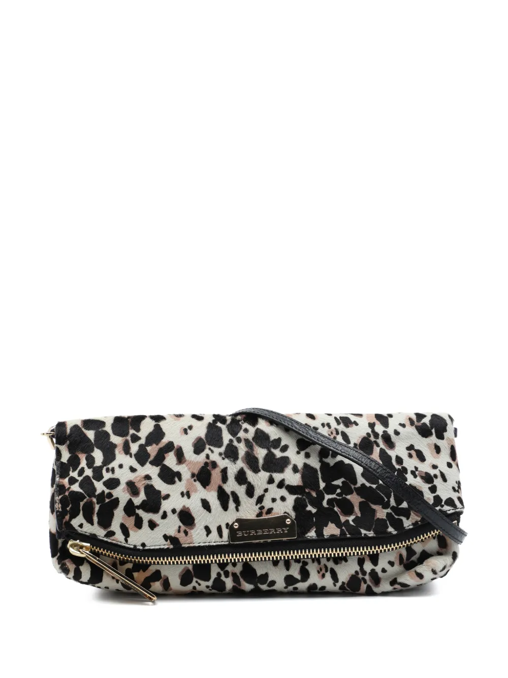 Burberry Pre-Owned 2000-2017 Leopard Printed Calf Hair Fold Over Clutch with Strap crossbody bag - Bianco