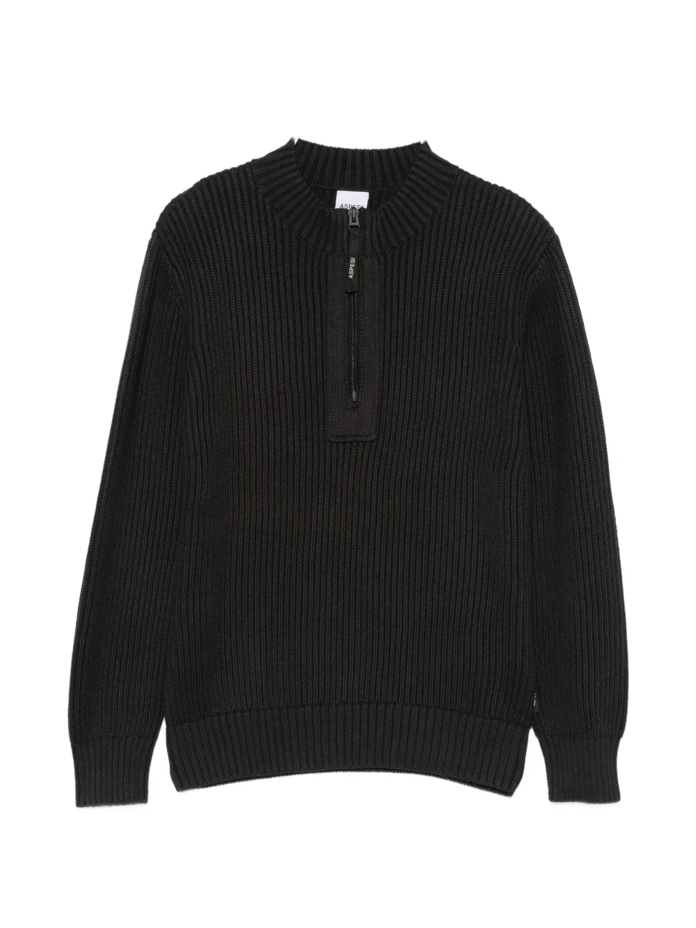 Aspesi Kids half-zip ribbed-knit sweater - Nero