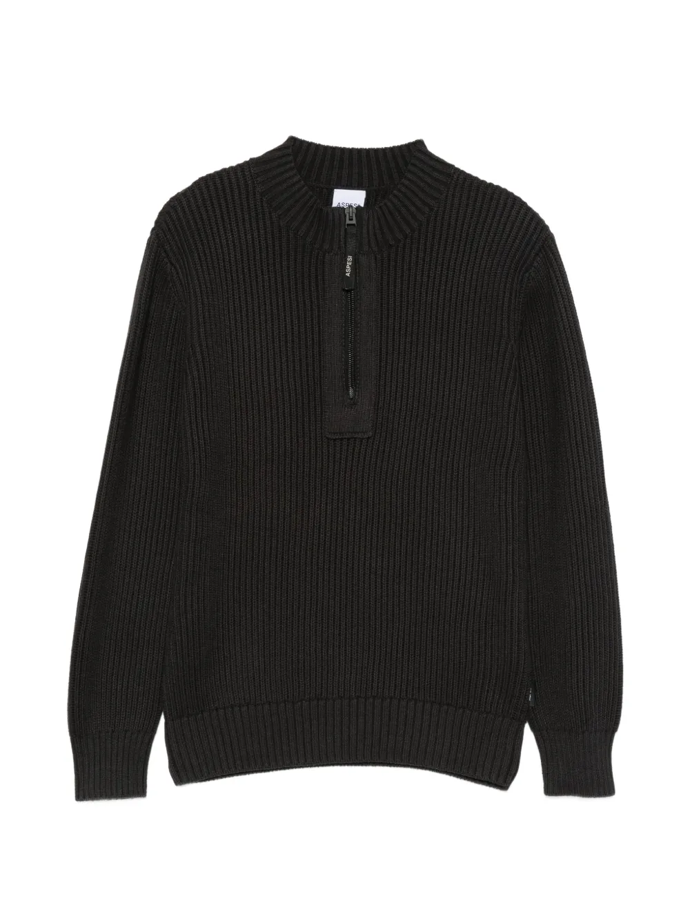Aspesi Kids half-zip ribbed-knit sweater - Nero