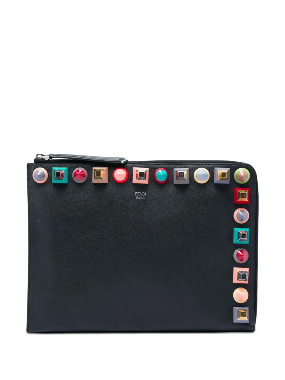 Fendi Pre-Owned 2017 Studded Leather clutch bag - Schwarz