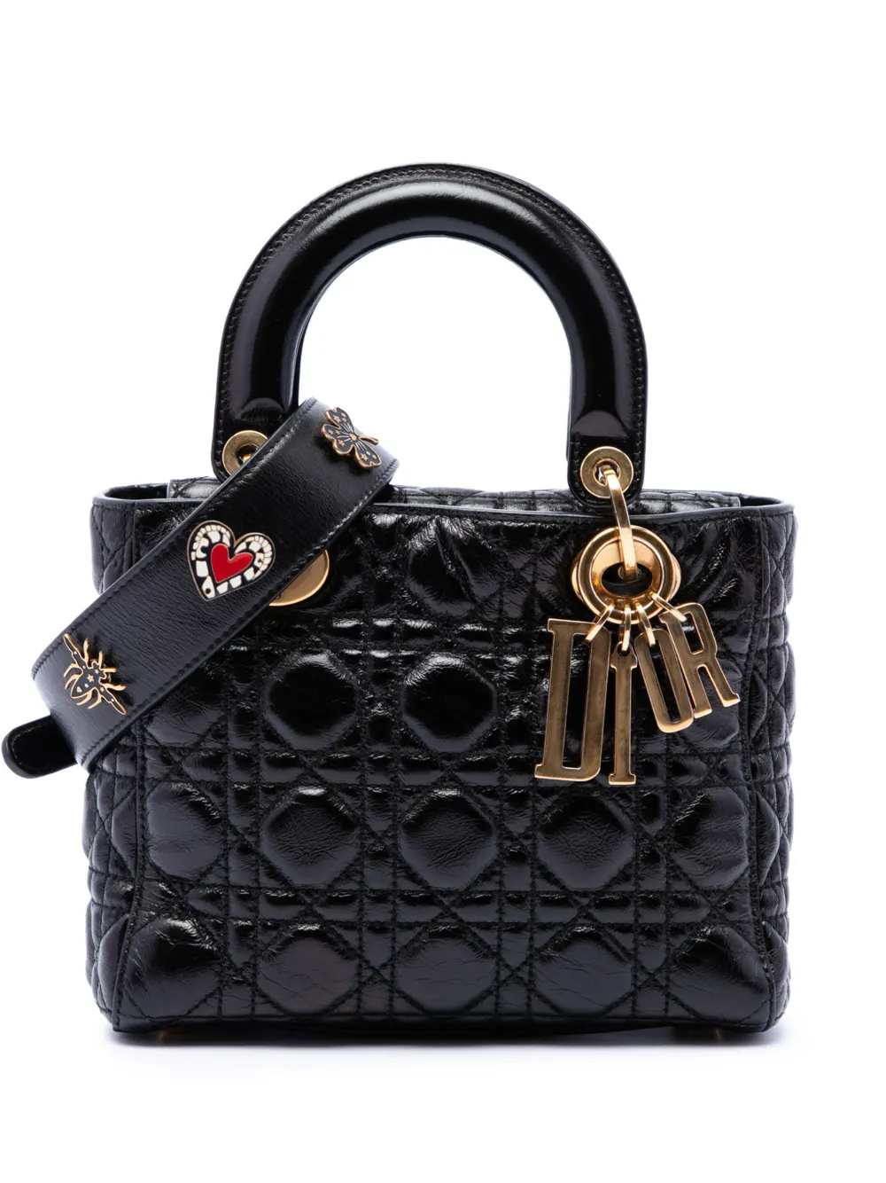 Christian Dior Pre-Owned 2018 Small Crinkled Patent Cannage My ABCDior Lady Dior satchel - Schwarz